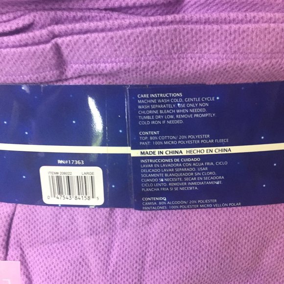 Planet Sleep PJ's  Microfleece Purple 14-16 - Picture 5 of 6